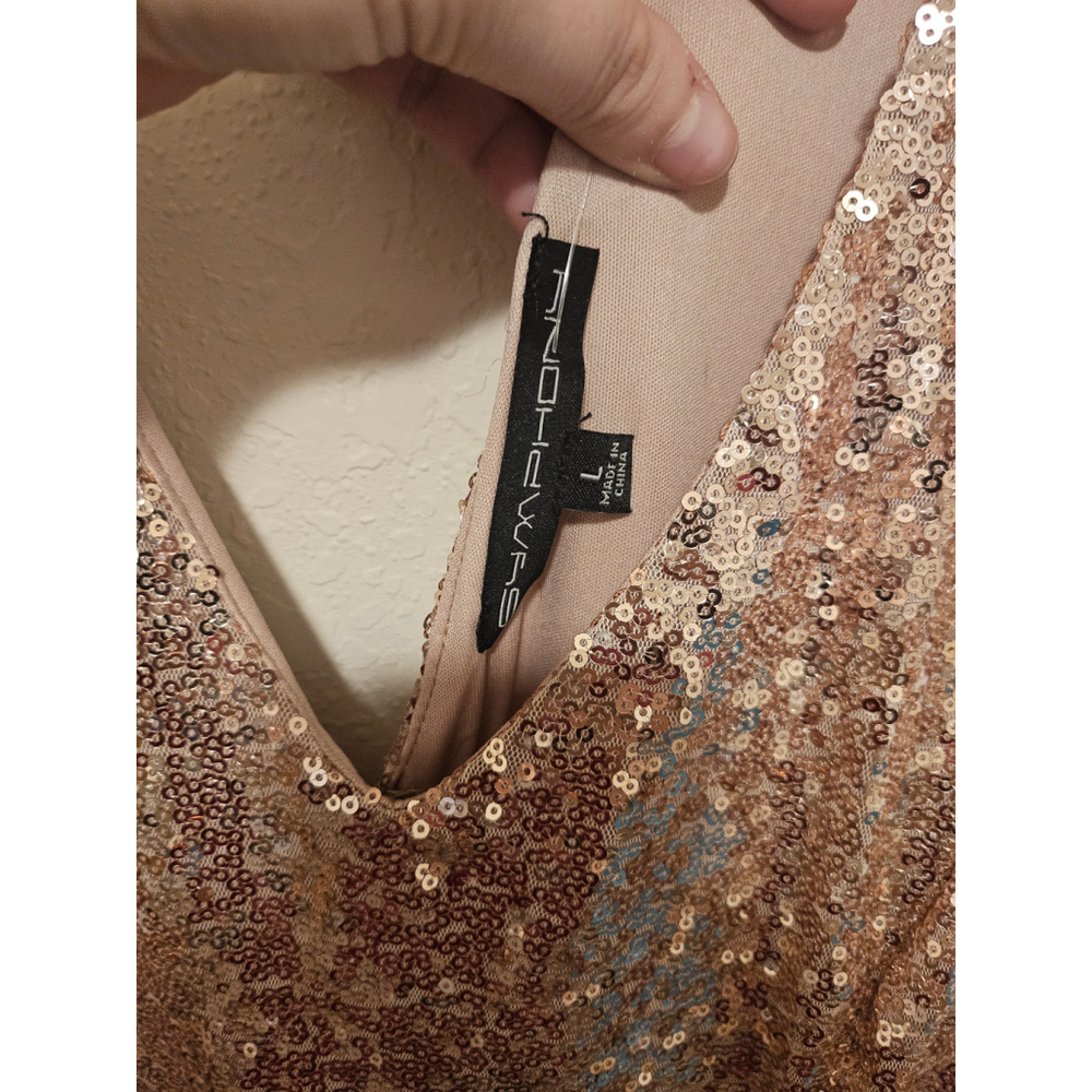 Women's Showpo Rose Gold Sequin Maxi Dress, Size L